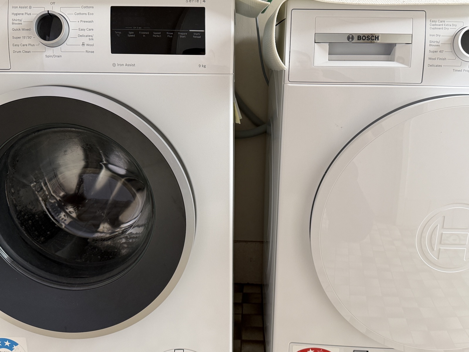 Bosch washing machine and dryer in the shared laundry
